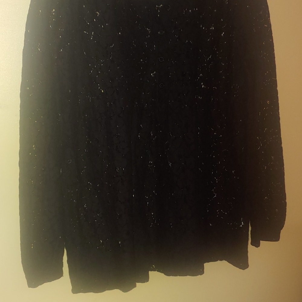 Michael Kors Black Lace long sleeve Blouse Button up size L pre-owned